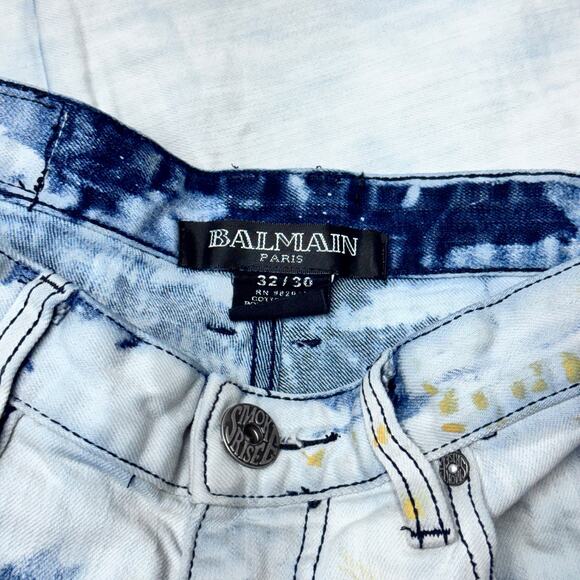 Men’s Balmain Splash Paint Moto Jeans Size 32x30 - Picture 9 of 9